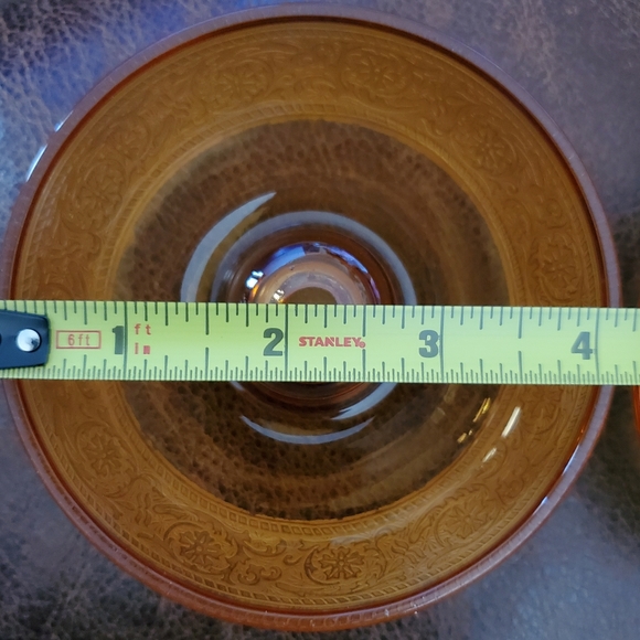 🕯Vntg Amber&Gold Gilt 4" Wide Candle Taper🕯Holders Pair - Picture 11 of 15